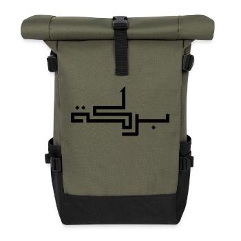 Baraka in Arabic - blessing - Roll Top Backpack - olive/black - Front