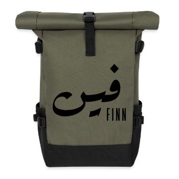Finn prénom en arabe - Sac à dos roll top - olive/noir - Devant