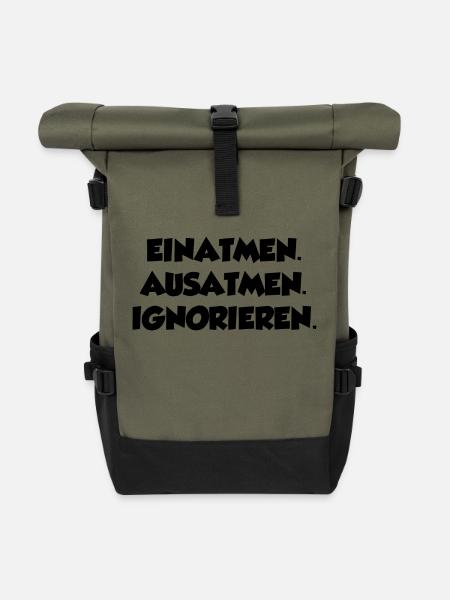 Lustiger Spruch Bild Witzig Humor Geschenkidee - Rolltop Rucksack - Olive/Schwarz