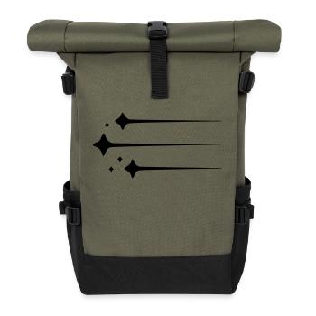 Shooting Star Lines - Roll Top Backpack - olive/black - Front