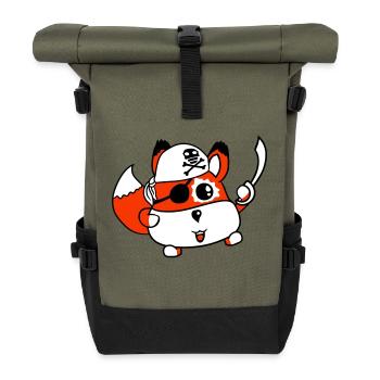 Little Cute Fox Pirate Animal Saber Eye Patch - Roll Top Backpack - olive/black - Front