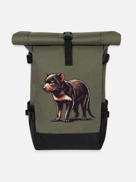 Tasmanischer Teufel - Rolltop Rucksack - Olive/Schwarz