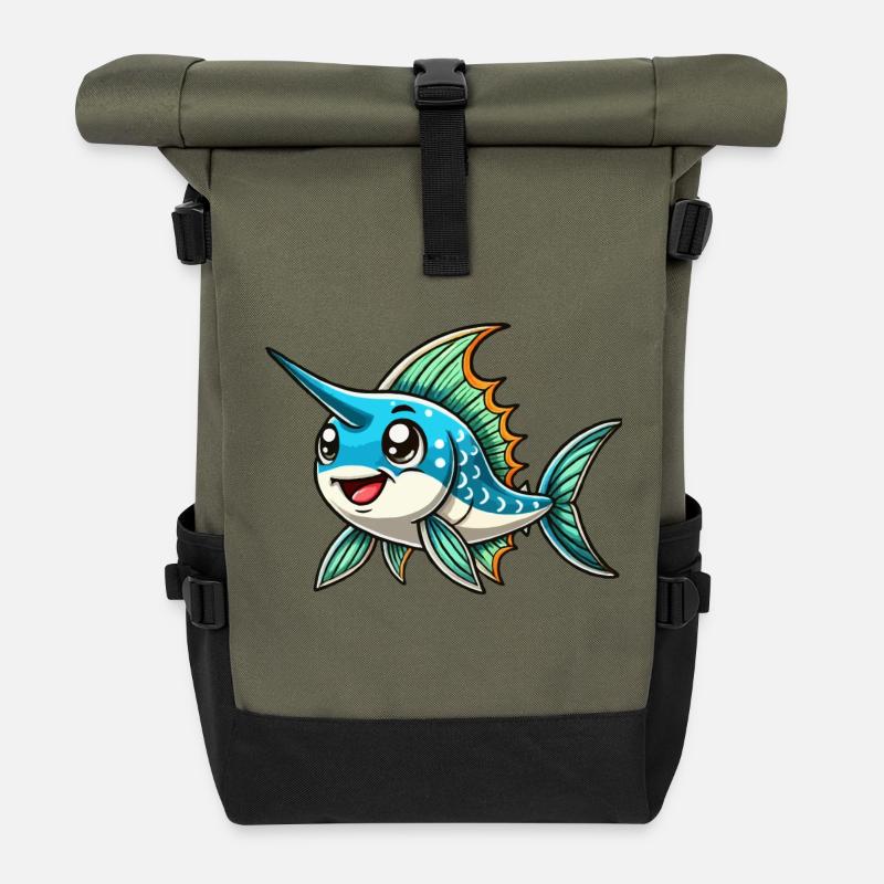 Enfant espadon - Sac à dos roll top - olive/noir