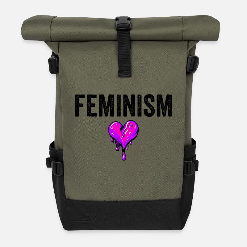 FEMINISM - Rolltop Rucksack - Olive/Schwarz