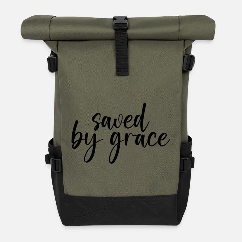 saved by grace - Rolltop Rucksack - Olive/Schwarz