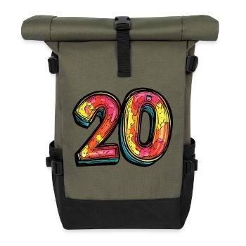 20 Number Colorful - Roll Top Backpack - olive/black - Front
