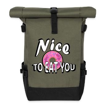 Schön, dich zu essen - Rolltop Rucksack - Olive/Schwarz - Vorne