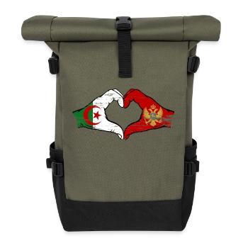 Algerien Montenegro Flagge Hände Herzform used - Rolltop Rucksack - Olive/Schwarz - Vorne