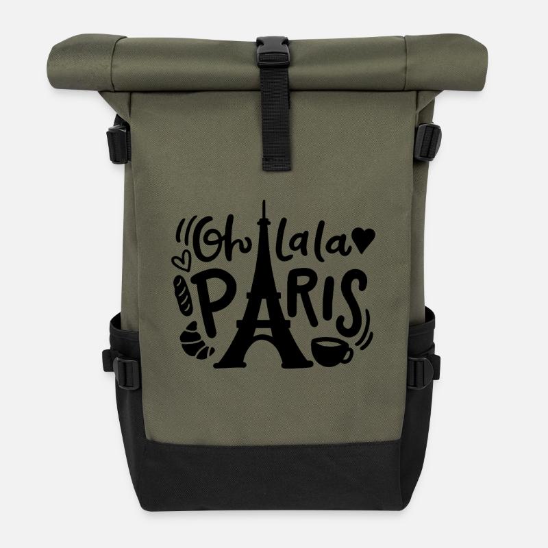 Oh lala Paris - Sac à dos roll top - olive/noir