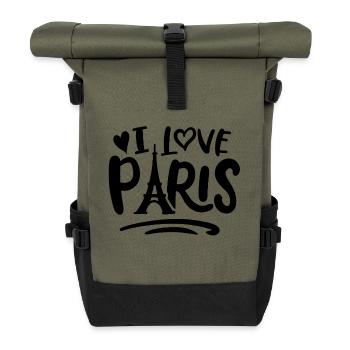 I love Paris - Roll Top Backpack - olive/black - Front