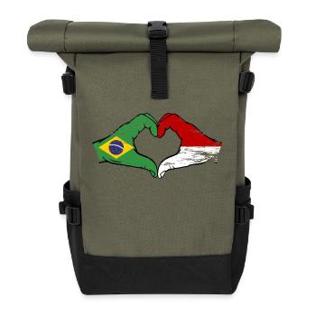 Brésil Monaco Drapeau Forme de Main Forme Coeur Utilisé - Sac à dos roll top - olive/noir - Devant