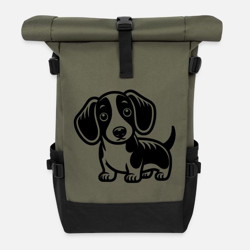 Dackel - Rolltop Rucksack - Olive/Schwarz