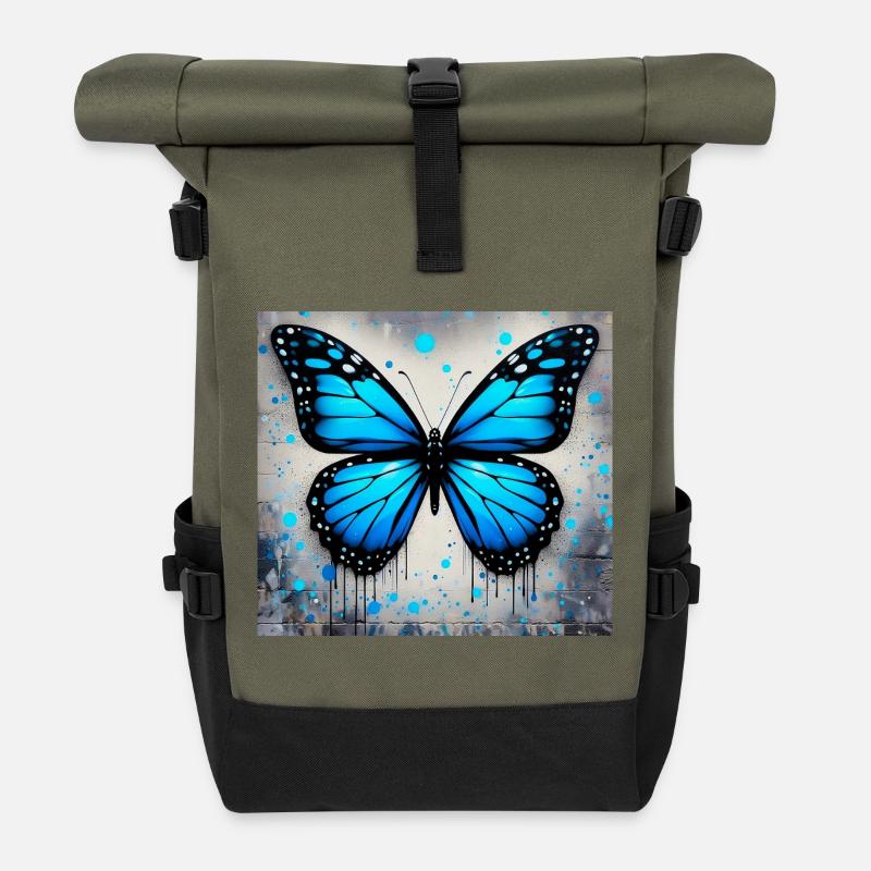 Schmetterling - Rolltop Rucksack - Olive/Schwarz
