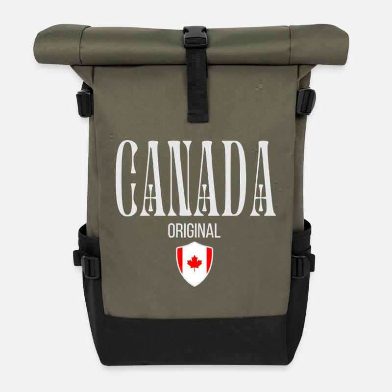 Made in Canada, Canadian pride - Roll Top Backpack - olive/black