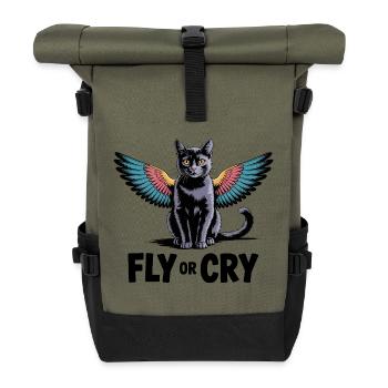 Chat qui vole ou pleure - Sac à dos roll top - olive/noir - Devant