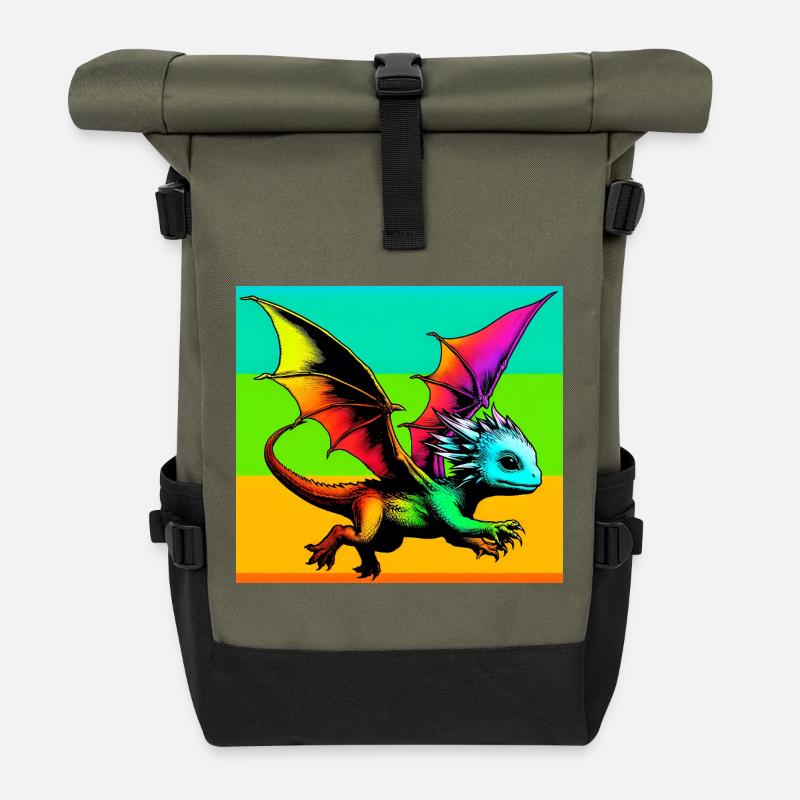 Drache - Rolltop Rucksack - Olive/Schwarz