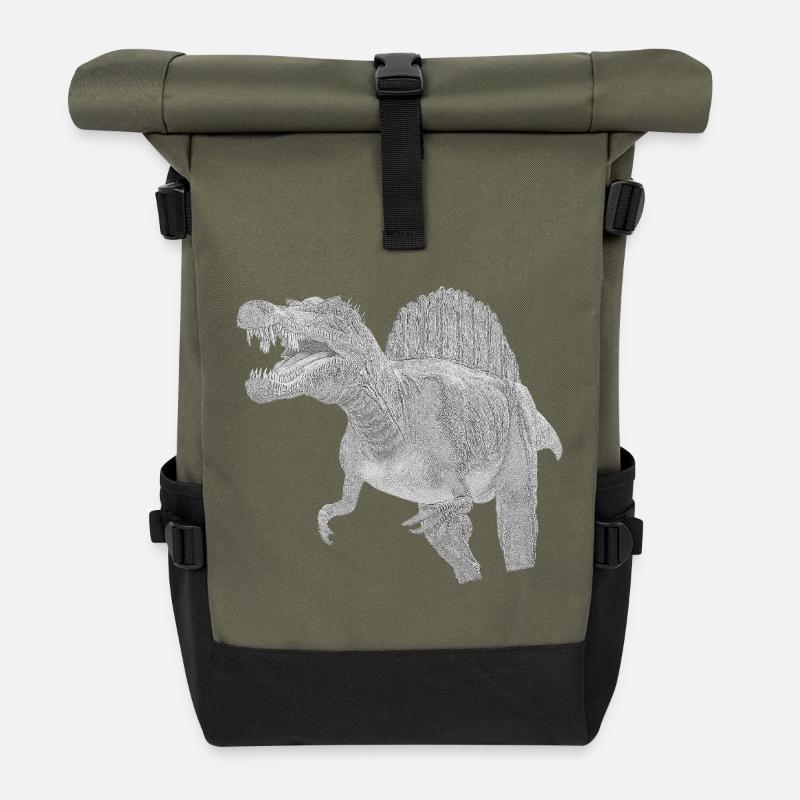 Spinosaurus - Roll Top Backpack - olive/black