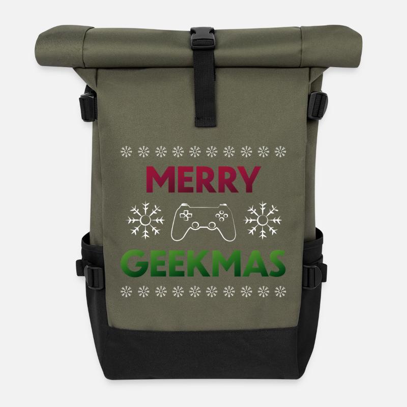 Merry Geekmas - Sac à dos roll top - olive/noir