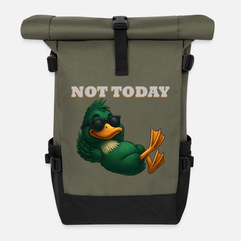 Not Today Duck Sunglasses, Nicht heute, Ente  - Rolltop Rucksack - Olive/Schwarz