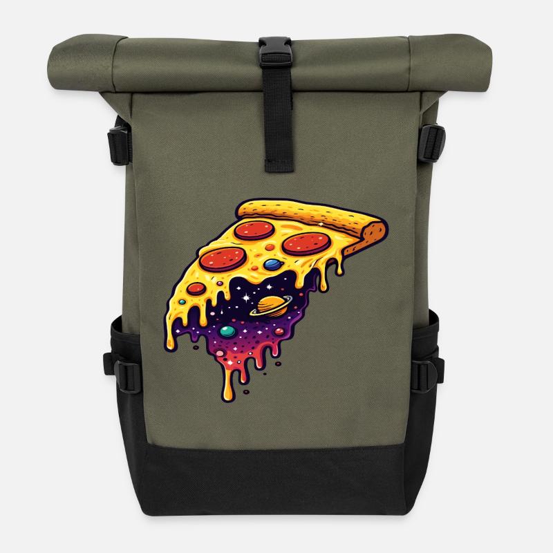 Cosmic pizza slice - Roll Top Backpack - olive/black