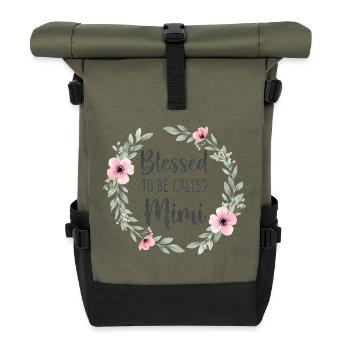 Happy To Be Grandma Grandma Gift - Roll Top Backpack - olive/black - Front