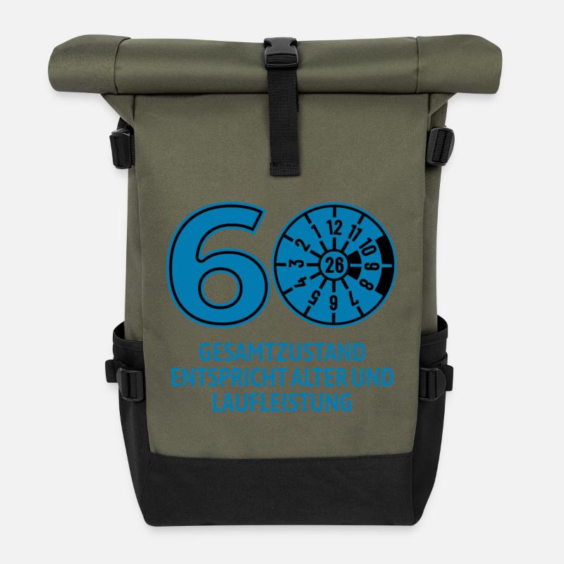 HU March 2026 - 60 Years - Birthday Gift - Roll Top Backpack - olive/black