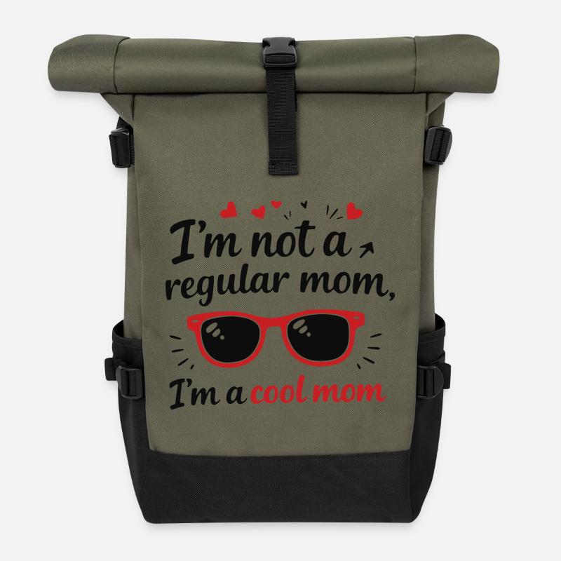 I'm a Cool Mom – Mother's Day Saying Design - Roll Top Backpack - olive/black