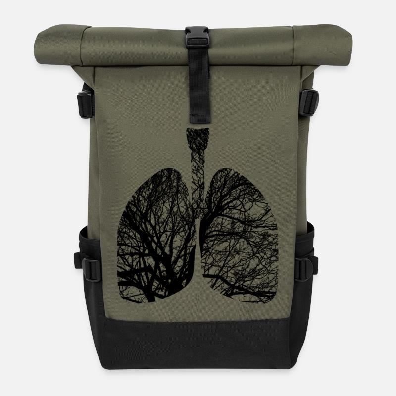 arbre pulmonaire naturel - Sac à dos roll top - olive/noir