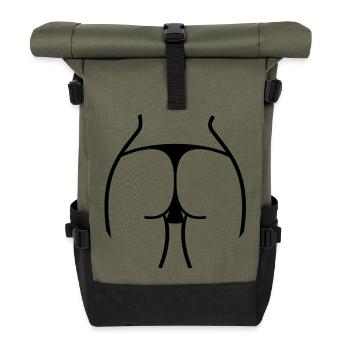 Hot ass of a woman in thong on beach - Roll Top Backpack - olive/black - Front