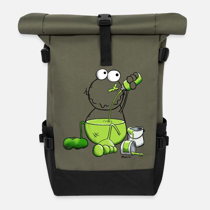 Grenouille Couleur - Sac à dos roll top - olive/noir