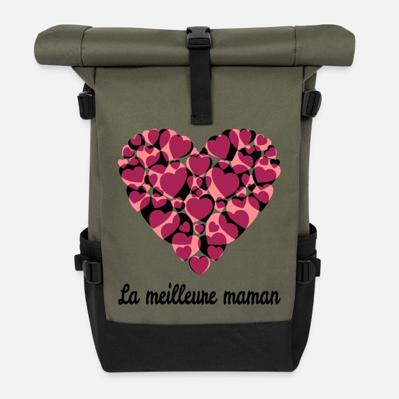 la_meilleure_maman - Sac à dos roll top - olive/noir