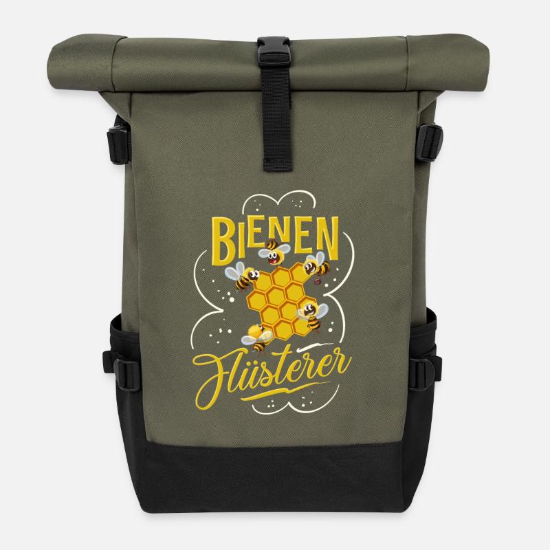 Bienen Flüsterer - Rolltop Rucksack - Olive/Schwarz