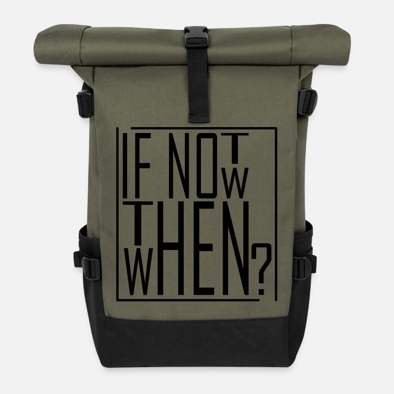 Wenn nicht jetzt, wann dann? IF NOT NOW THEN WHEN - Rolltop Rucksack - Olive/Schwarz
