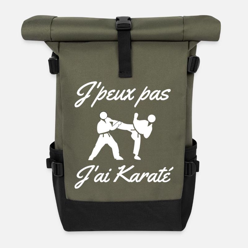 karaté, karatéka, fan de karaté - Sac à dos roll top - olive/noir