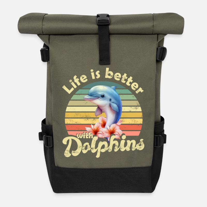 Delfin Delfine - Rolltop Rucksack - Olive/Schwarz