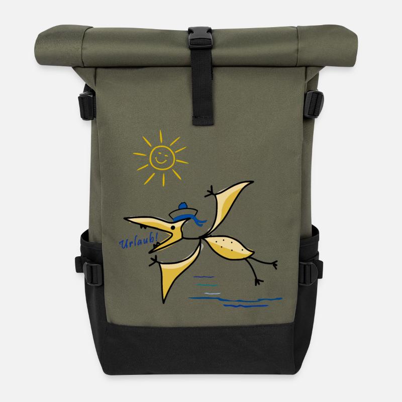 Moin, maritim, Urlaub - Rolltop Rucksack - Olive/Schwarz