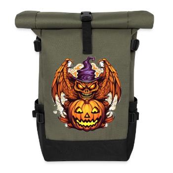 Halloween Dragon Pumpkin Witch - Roll Top Backpack - olive/black - Front