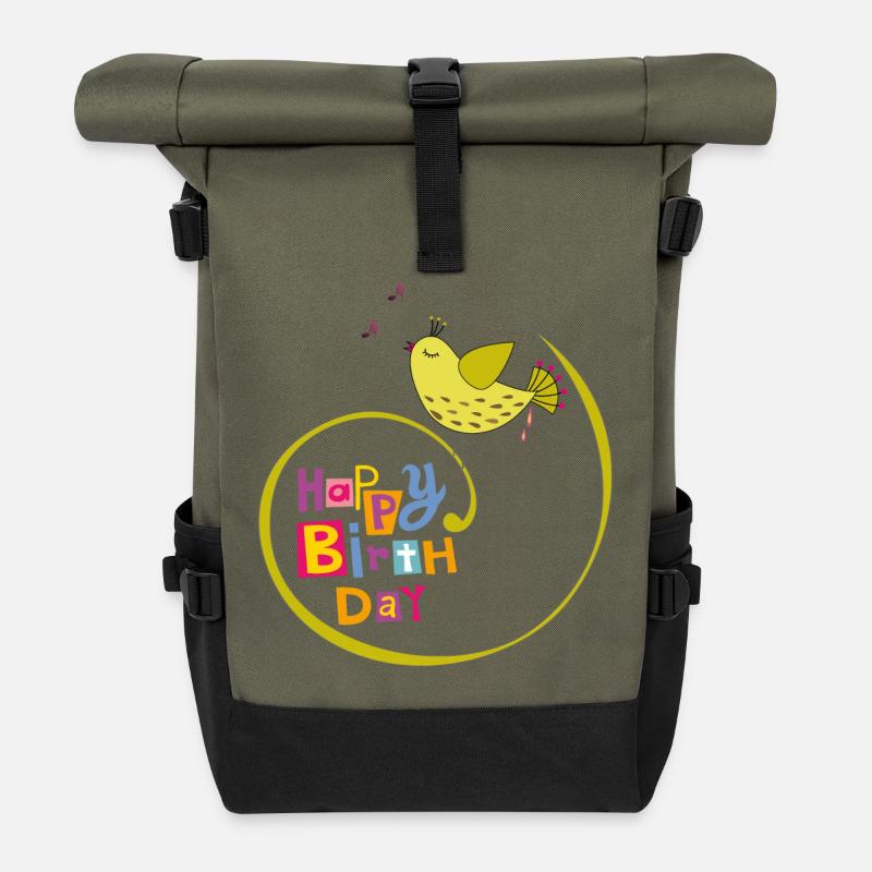 Happy Birthday - Rolltop Rucksack - Olive/Schwarz