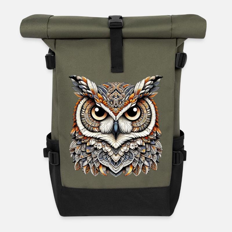 Hibou - Sac à dos roll top - olive/noir