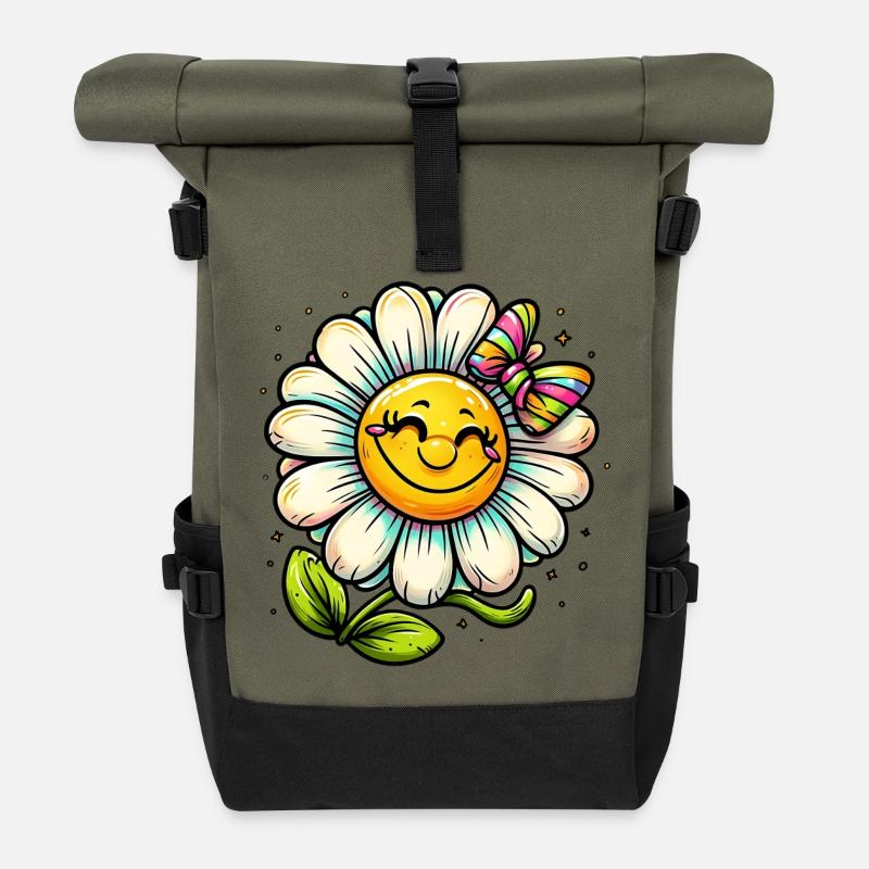Pâquerette - Sac à dos roll top - olive/noir