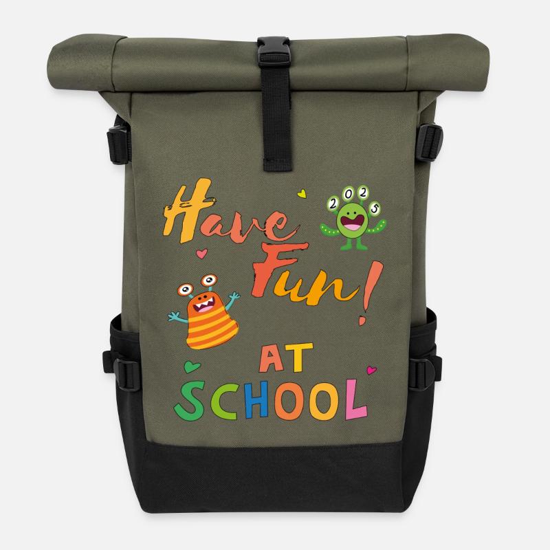 have fun at school - Rolltop Rucksack - Olive/Schwarz