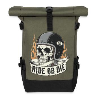 Ride or Die - Rolltop Rucksack - Olive/Schwarz - Vorne