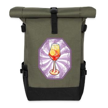 Summer Cocktail Illustration - Roll Top Backpack - olive/black - Front