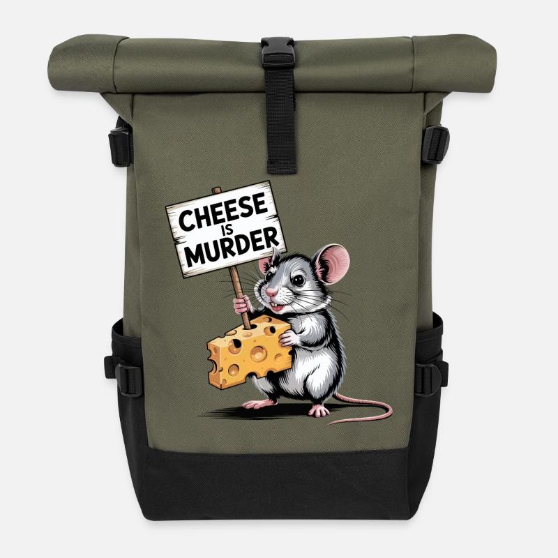 Käse ist die Mördermaus - Rolltop Rucksack - Olive/Schwarz