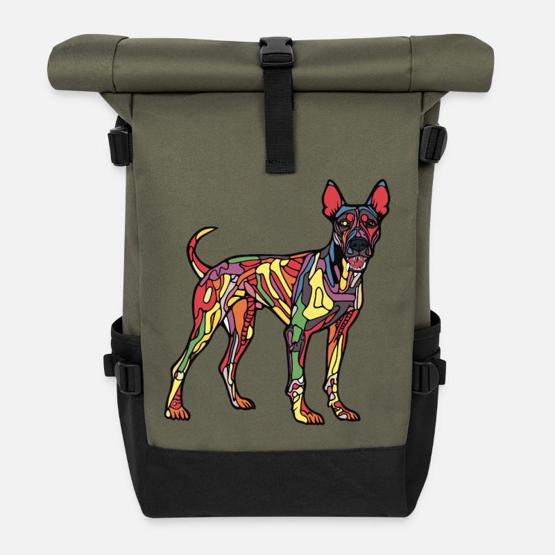 Dobermann Hund Halloween Comic Lustig - Rolltop Rucksack - Olive/Schwarz