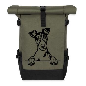 Fox Terrier Head - Roll Top Backpack - olive/black - Front