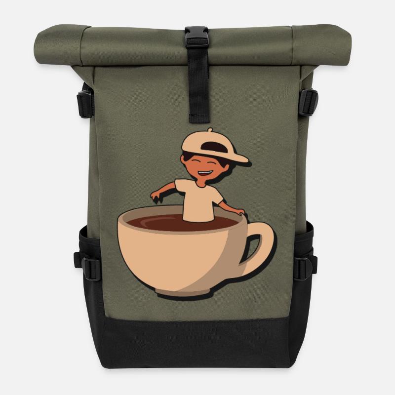Éclaboussure de café Cup Buddy - Sac à dos roll top - olive/noir