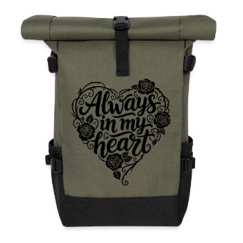 Tatouage Calligraphie Design Tu es ma paix - Sac à dos roll top - olive/noir - Devant