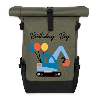 Bagger mit Ballons - Rolltop Rucksack - Olive/Schwarz - Vorne