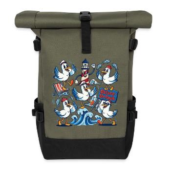 Baltic Sea Holiday Seagull Lighthouse - Roll Top Backpack - olive/black - Front